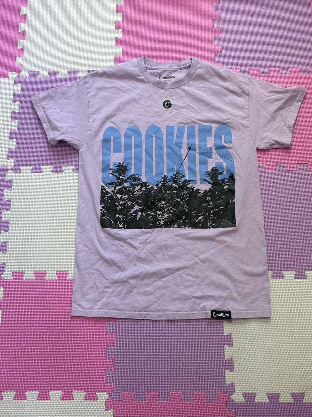 Lavender COOKIES Graphic Tee - 'Cookies' Logo & Plants